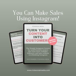 ipad mockup image of a guide by TCB Social Media called Turn your content into customers
